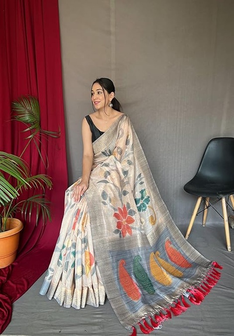 Kanjivaram Linen Silk Saree